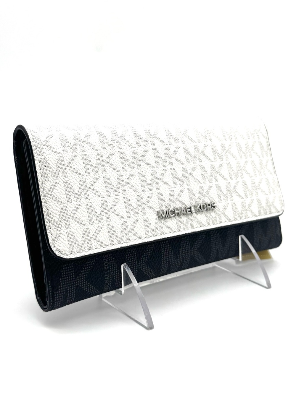 Michael Kors Large Jet Set Travel Trifold Wallet - Optic White Multi